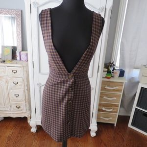 Blue and brown checkered dress